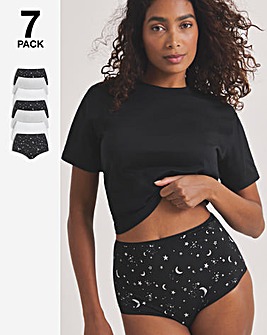 Pretty Secrets 7 Pack Full Fit Brief Knickers Grey Stars