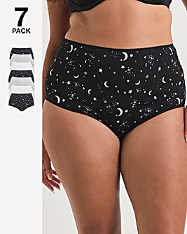 Pretty Secrets 7 Pack Full Fit Brief Knickers Grey Stars