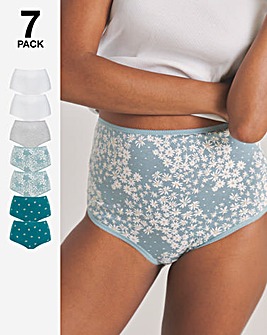 Pretty Secrets 7 Pack Full Fit Brief Knickers - Sage Daisy
