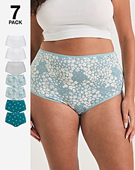 Pretty Secrets (7 Pack) Cotton Full Fit Brief Knickers Daisy Print