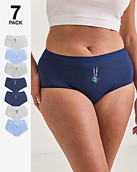Pretty Secrets (7 Pack) Flower Detail Full Fit Brief Knickers Floral