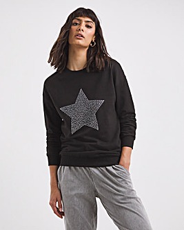 Black Sparkle Star Long Sleeve Sweatshirt