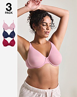 Pretty Secrets (3 Pack) Claire Micro Moulded Full Cup Wired Bras B-E Berry Multi