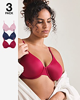 Pretty Secrets (3 Pack) Claire Moulded Micro Full Cup Wired Bras (B-E) Berry