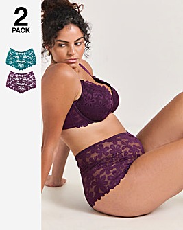 Pretty Secrets (2 Pack) Daisy Lace Shorts Green/Plum