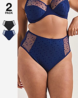 Pretty Secrets (2 Pack) Hannah Stars Full Knickers Navy/Black