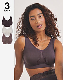 Pretty Secrets (3 Pack) Plain Comfort Tops (Fits Up To D Cup) Truffle Multi