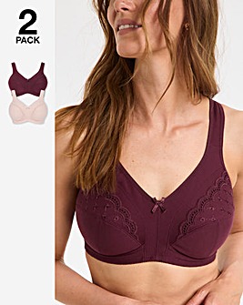 Pretty Secrets Sally 2 Pack Minimiser Non Wired Bras D-J Cherry/Stone