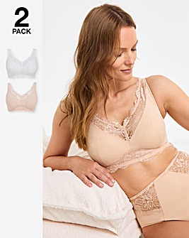 Pretty Secrets (2 Pack) New Ella Non Wired Full Cup Bras B-G Blush/White