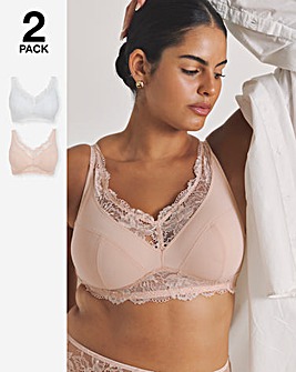 Pretty Secrets (2 Pack) New Ella Non Wired Full Cup Bras B-G Blush/White