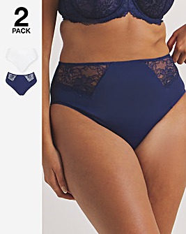 Pretty Secrets (2 Pack) New Ella Full Brief Knickers Navy/White