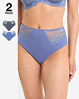 Pretty Secrets (2 Pack) New Ella Full Brief Knickers Light Blue/Grey