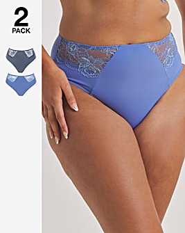 Pretty Secrets (2 Pack) New Ella Full Brief Knickers Light Blue/Grey