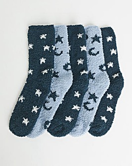 Pretty Secrets (5 Pair Pack) Fluffy Socks Stars