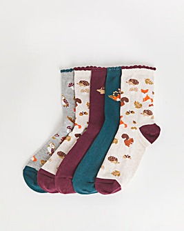 Pretty Secrets 5 Pair Pack Cotton Rich Ankle Socks Wide Fit