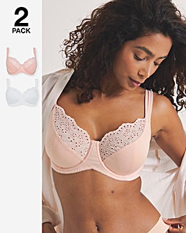 Pretty Secrets (2 Pack) New Jane Wired Full Cup Bras (D-K) Blush/White