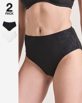 Pretty Secrets (2 Pack) New Sarah Cotton Full Fit Knickers White/Black