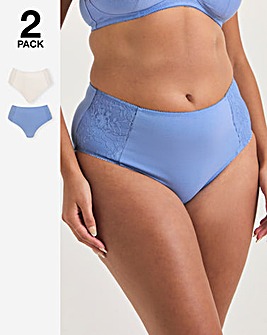Pretty Secrets (2 Pack) New Sarah Cotton Full Fit Brief Knickers Blue/Cream