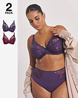 Pretty Secrets (2 Pack) New Ella Wired Full Cup Bras (C-J) Fig/Cherry