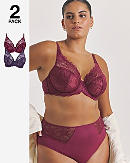 Pretty Secrets (2 Pack) New Ella Wired Full Cup Bras (C-J) Fig/Cherry