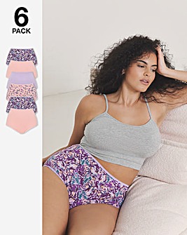 Pretty Secrets (6 Pack) Cotton Full Fit Brief Knickers