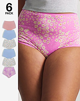 Pretty Secrets (6 Pack) Cotton Full Fit Brief Knickers