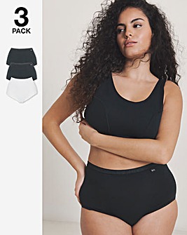 Slimma (3 Pack) Cotton Full Brief Knickers Black/White