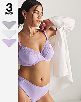 Pretty Secrets (3 Pack) Harper Lace Rib Midi Brazilian Knickers