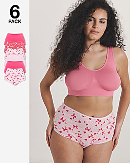 Pretty Secrets (6 Pack) Cotton Full Fit Brief Knickers