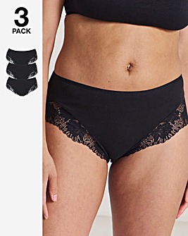 Pretty Secrets (3 Pack) Midi Brazilian Knickers Black