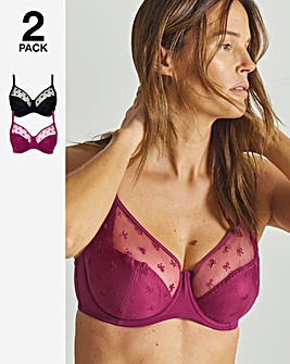 Pretty Secrets (2 Pack) Hannah Bow Full Cup Bras (B-G)