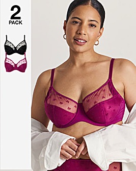 Pretty Secrets (2 Pack) Hannah Bow Full Cup Bras (B-G)