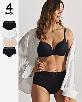 Pretty Secrets (4 Pack) Lace Top Cotton Full Fit Brief Knickers