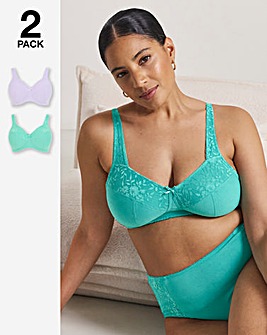 Pretty Secrets (2 Pack) New Sarah Cotton Non Wired Full Cup Bras (B-G)