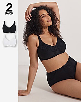 Pretty Secrets (2 Pack) New Sarah Front Fastening Cotton Non Wired Full Cup Bras