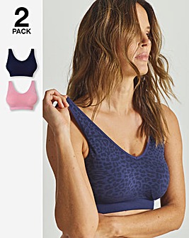 Pretty Secrets (2 Pack) Animal Knitted Padded Comfort Tops Navy/Pink