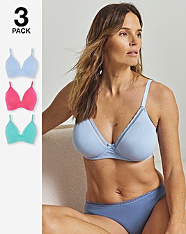 Pretty Secrets (3 Pack) Claire Cotton Moulded Full Cup Wired Bras (B-E)