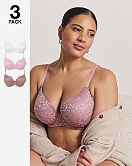 Pretty Secrets (3 Pack) Animal Lace T-Shirt Wired Bras (B-F) Mink/Pink