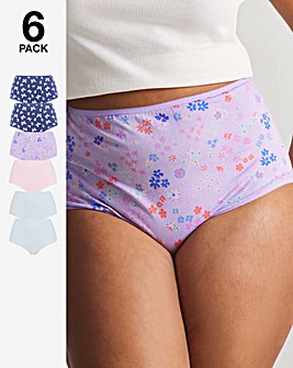 Pretty Secrets (6 Pack) Cotton Full Fit Brief Knickers