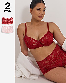 Pretty Secrets (2 Pack) Daisy Lace Short Knickers