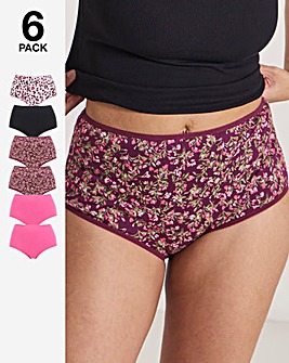 Pretty Secrets (6 Pack) Cotton Full Fit Brief Knickers