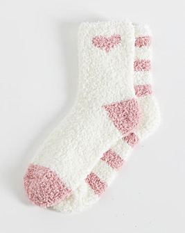 Pretty Secrets (2 Pair Pack) Cosy Socks Pink Stripe