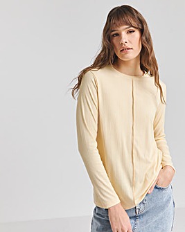 Buttermilk Exposed Seam Rib Top