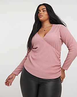 Dusted Rose V Neck Wrap Top