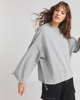 Grey Marl Toggle Detail Sweatshirt