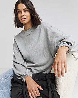 Grey Marl Toggle Detail Sweatshirt