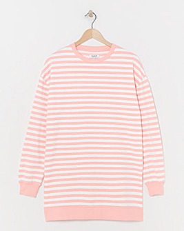 Simply Be Peach & Ivory Stripe Side Split Sweatshirt Tunic