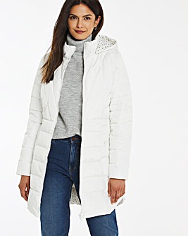 Cream Water Resistant Padded Coat with Side Zips