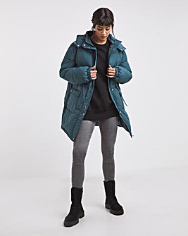 Blue Relaxed Fit Puffer Coat