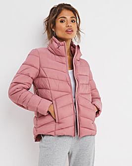 Dusky Rose Lightweight Short Puffer Jacket with Recycled Padding
